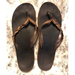 Rainbow Flirty Braid leather flip flop